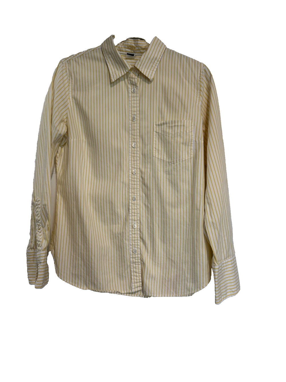 J Crew M Yellow/White Stripe Slim Fit 100% Cotton Button Up Classic Preppy